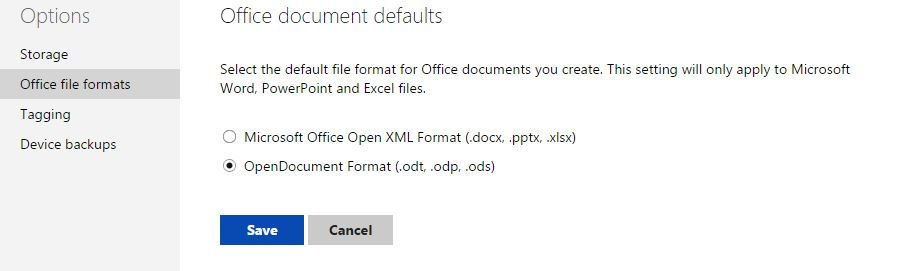 changing office document format to OpenDocument