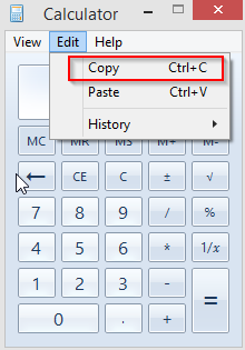 Copy pasting functions in Windows calculator