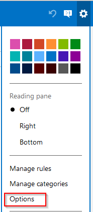 Accessing Outlook.com options