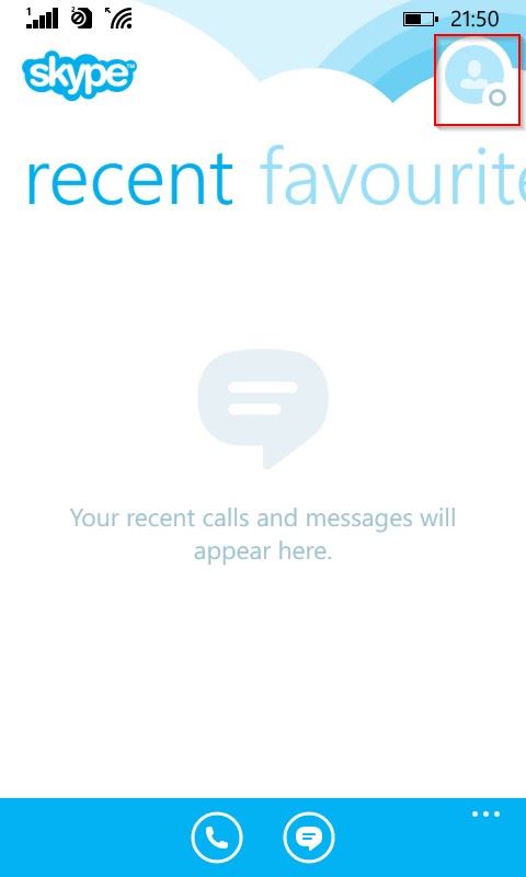 Status notification icon in Skype for Windows phone