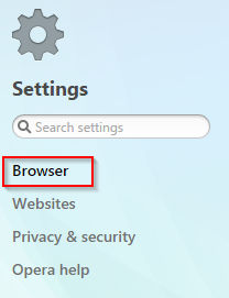 browser settings in Opera