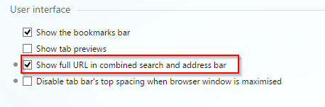 enable full URL display in Opera