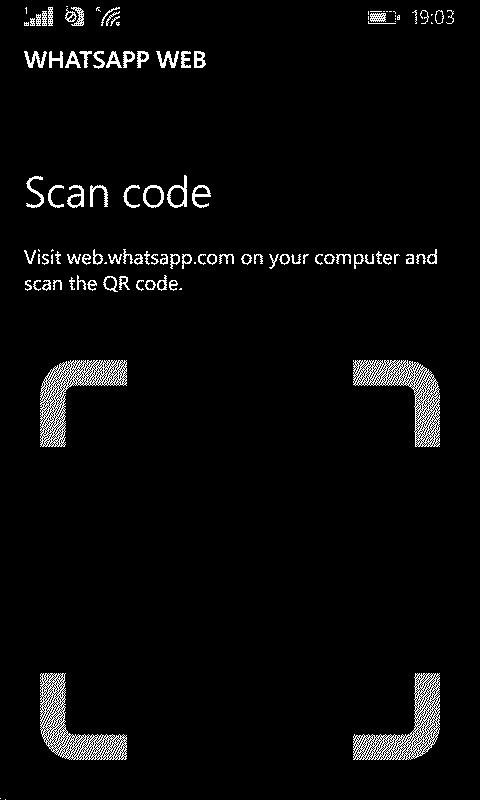 scan QR code from Windows Phone for WhatsApp web version sign-in