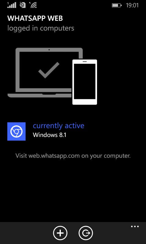 successful pairing between Windows Phone and web based version of WhatsApp