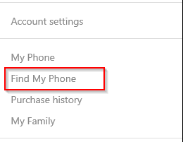 Accessing "find my phone" settings from Windows Phone web service