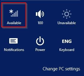 choosing network properties from settings charm