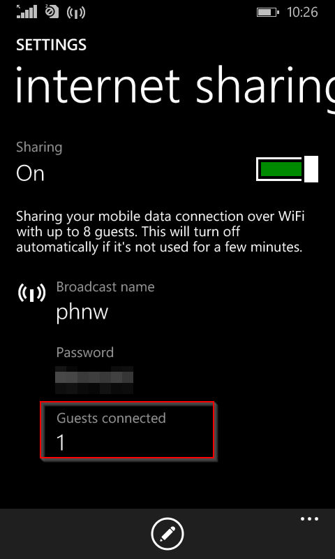 other wireless devices sharing internet through windows phone