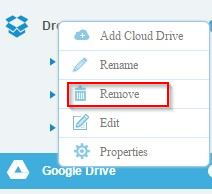 removing cloud drives in multcloud