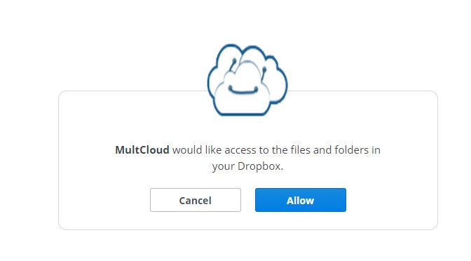 granting access from dropbox to multcloud.com