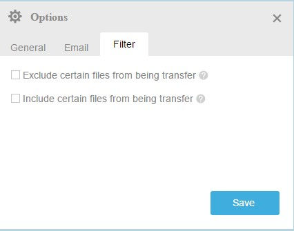 specifying filters to exclude and include different files types for transfers in multcloud