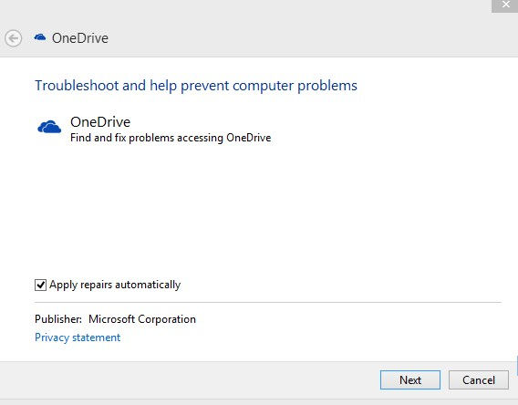 running the onedrive diagnostics tool