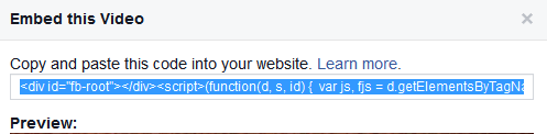 code for embedded Facebook  video