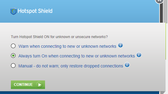 hotspot shield network options