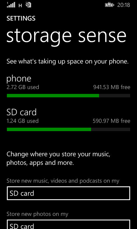 storage sense in Windows Phone 8.1