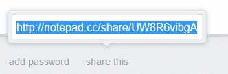 sharing a created note using notepad.cc