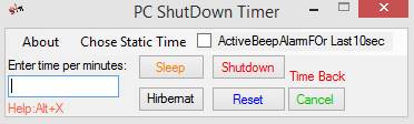 pc shutdown timer interface