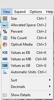 display options in treesize free