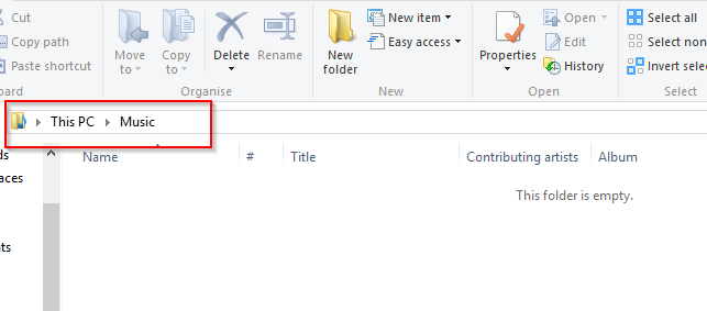 address bar for folders in Windows 8