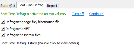 configuring boot time defrag in disk speedup