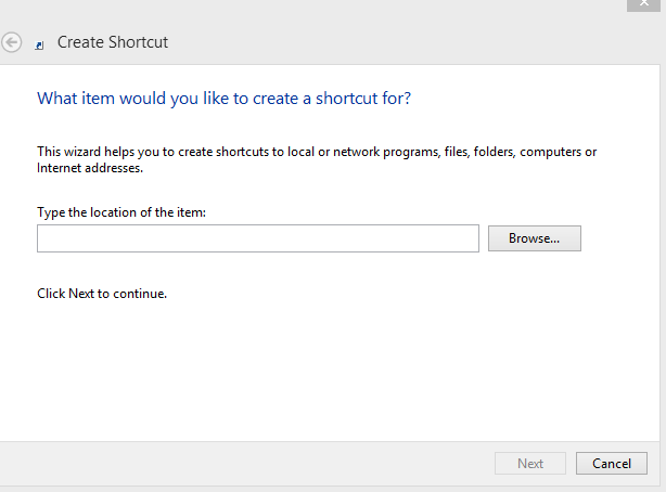 creating a shortcut for snippingtool in Windows 8