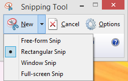 taking a screenshot using snipping tool