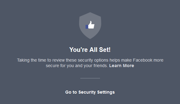 review completed when using Facebook security tool