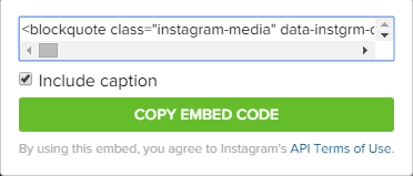 embed code for instagram images