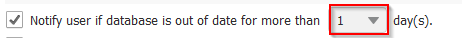 changing the time interval to daily for notifying user about outdated database