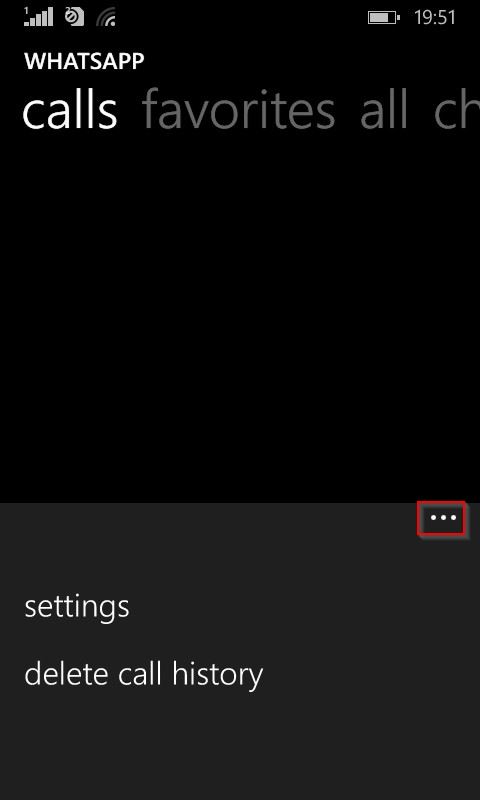 accessing WhatsApp settings in windows phone