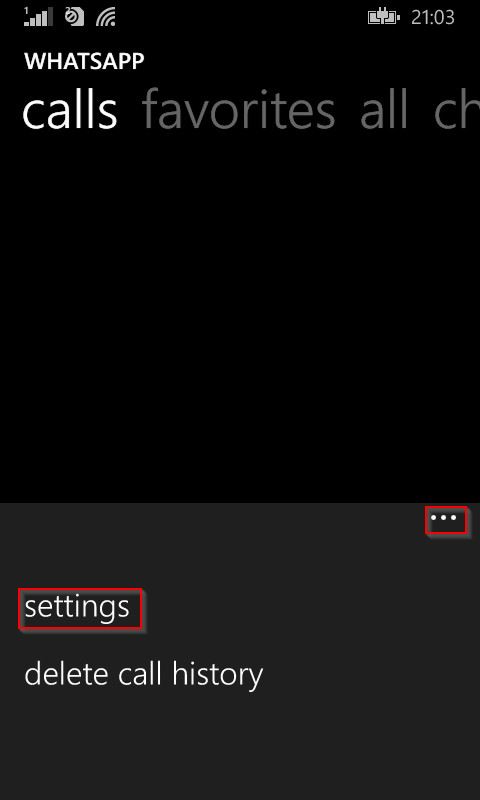 WhatsApp settings in Windows Phone