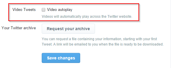 turn off autoplay for video tweets in Twitter