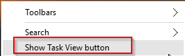 turning off task view button in windows 10 