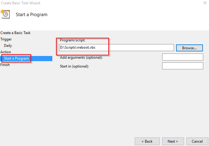 adding the router reboot script as task in Windows task scheduler