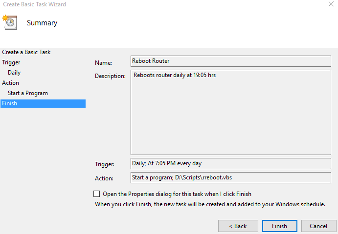 created task that auto reboots router in windows