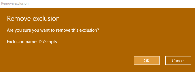 removing excluded files and folders in Windows Defender
