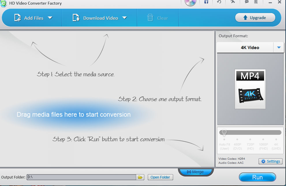 hd video converter factory interface