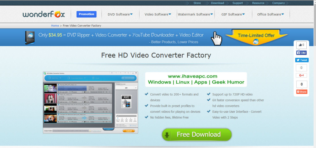 ihaveapc.com giveaway page for WonderFox HD Video Converter Factory