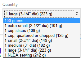 calculating calories as per portion size in google search