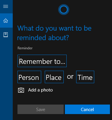 adding pics and web links to Cortana reminders