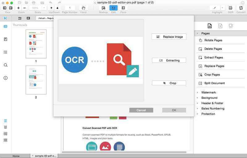 ocr scanning of pdf pages in iksysoft pdf editor pro for mac