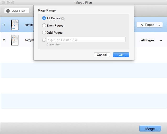 choosing pages from source pdf files for merging