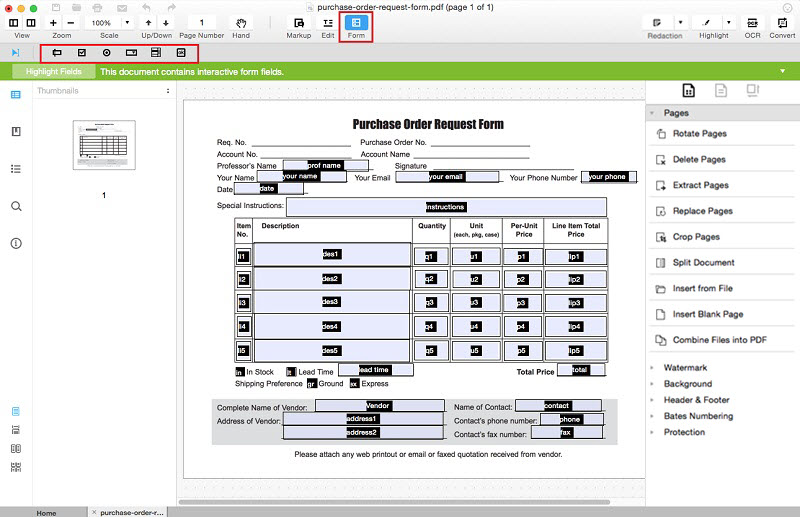 creating new pdf forms