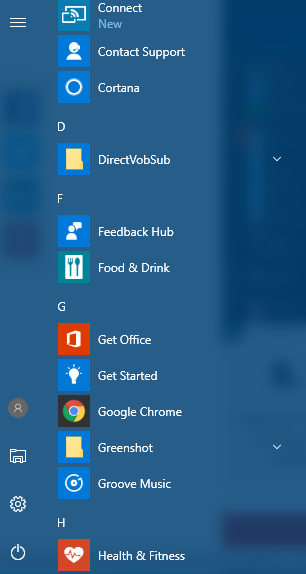 redesigned Start menu in Windows 10