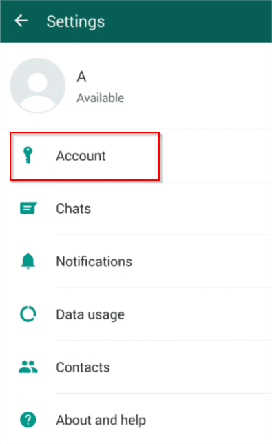 account settings in whatsapp