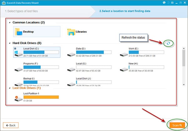 choosing source path of deleted files