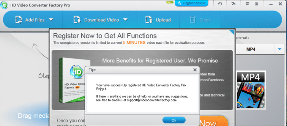 registering giveaway version of WonderFox HD Video Converter Pro