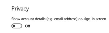 turn off displaying account details on sign-in screen