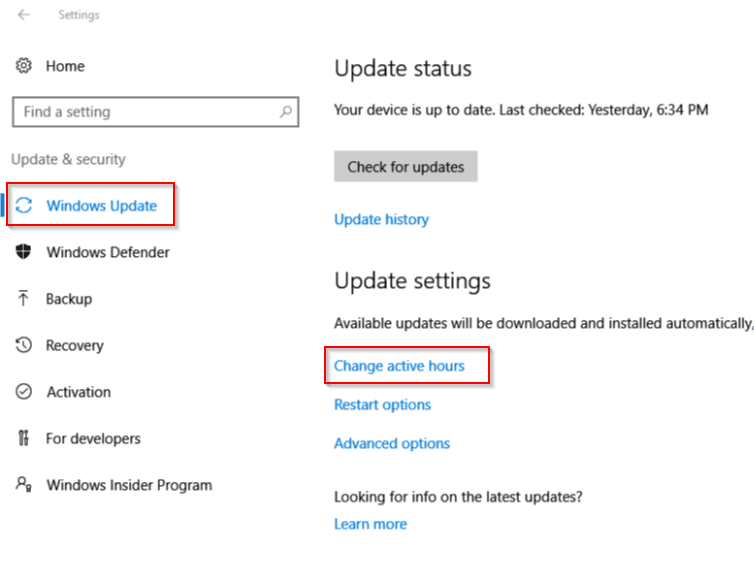 windows 10 update settings