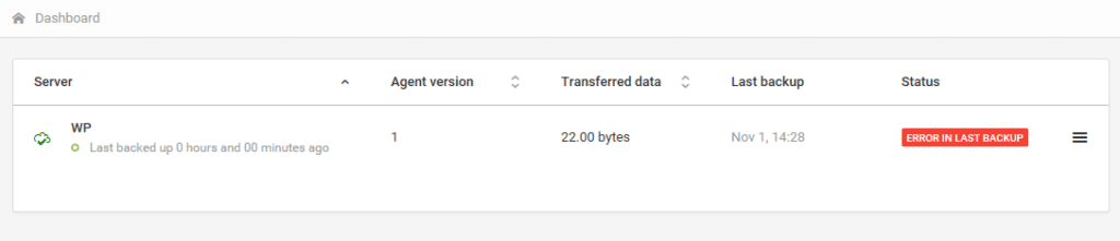 server successfully connected to backup bird dashboard