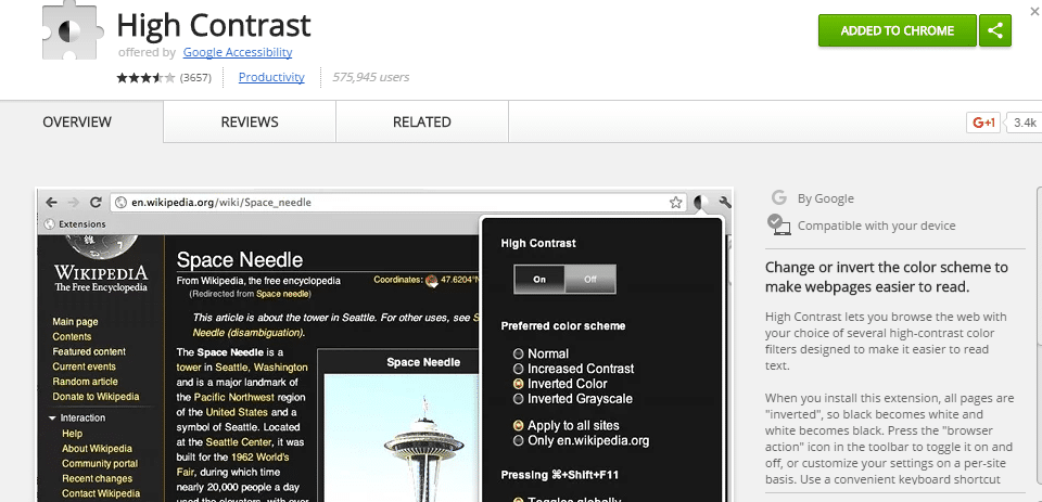 high contrast extension for google chrome